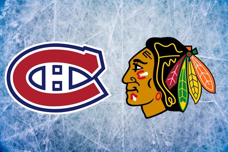 Montreal Canadiens Logo and Chicago Blackhawks Logo in a faceoff